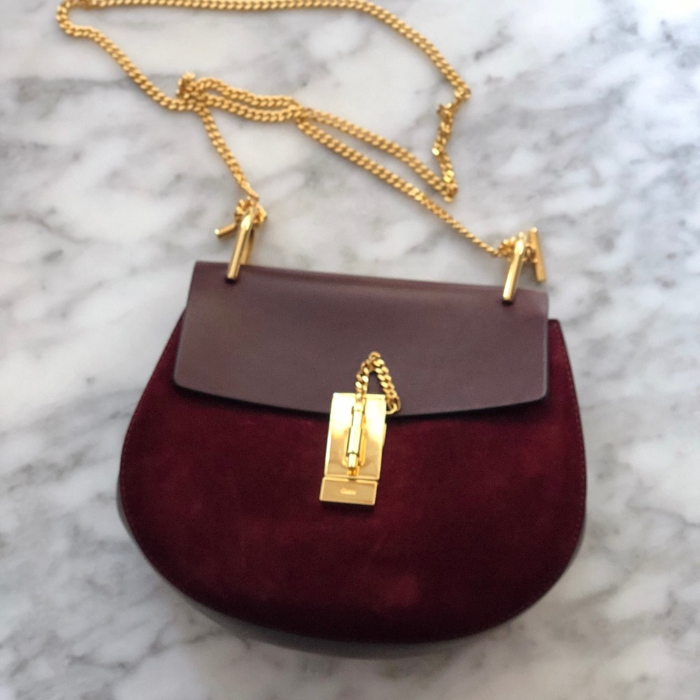 Chloe drew small leather and suede combo